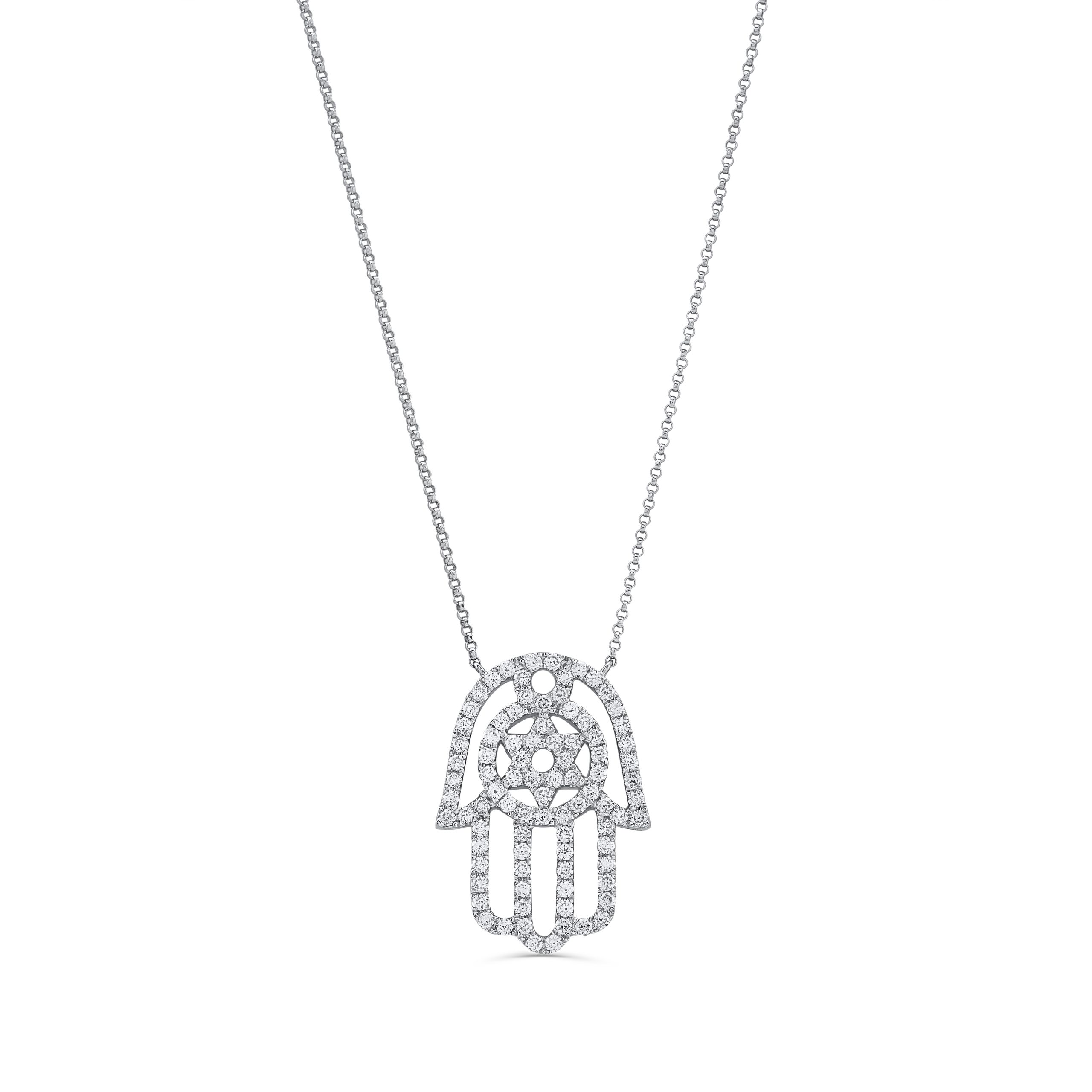 Diamond Hamsa Hand Pendant