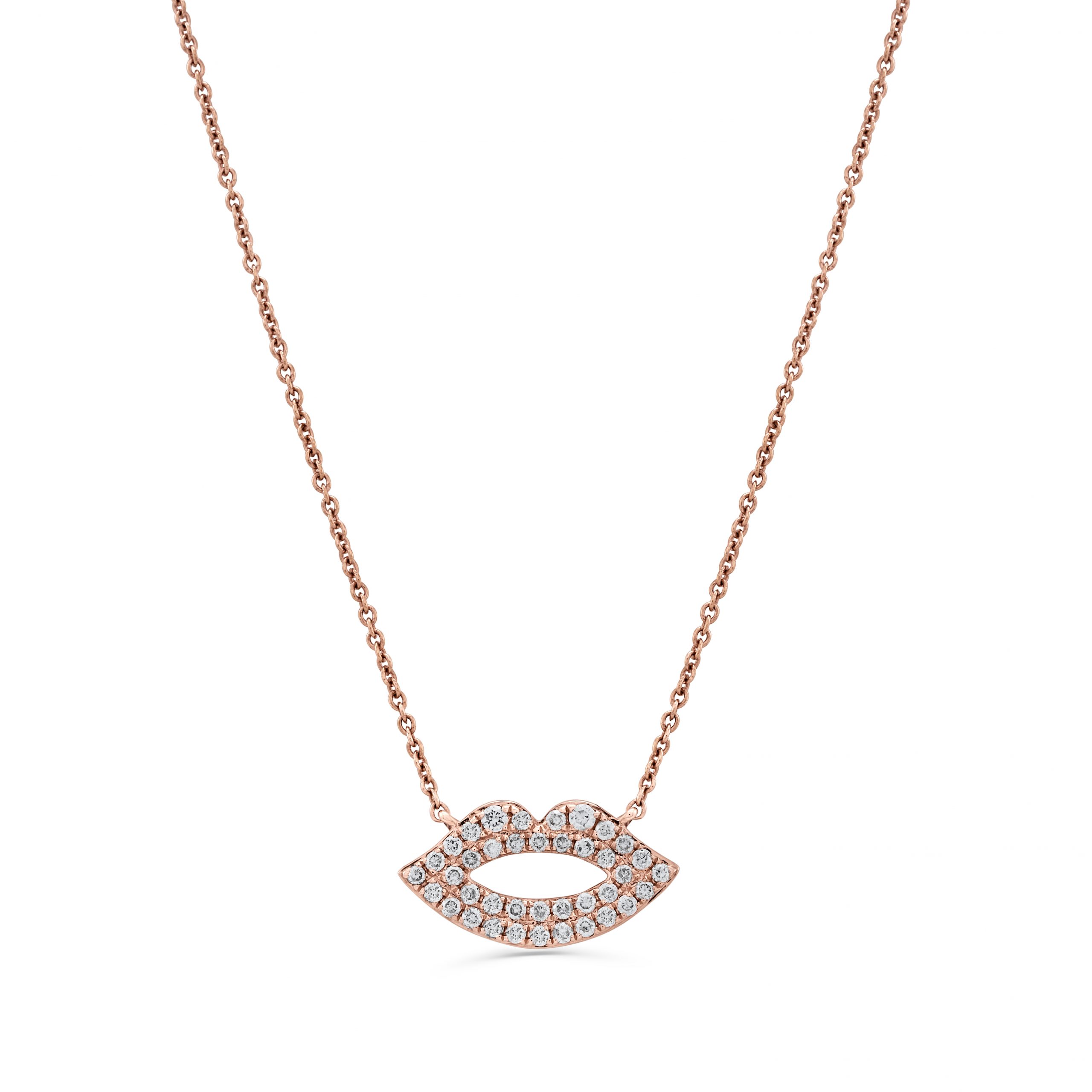 Gold Diamond Lips Pendant