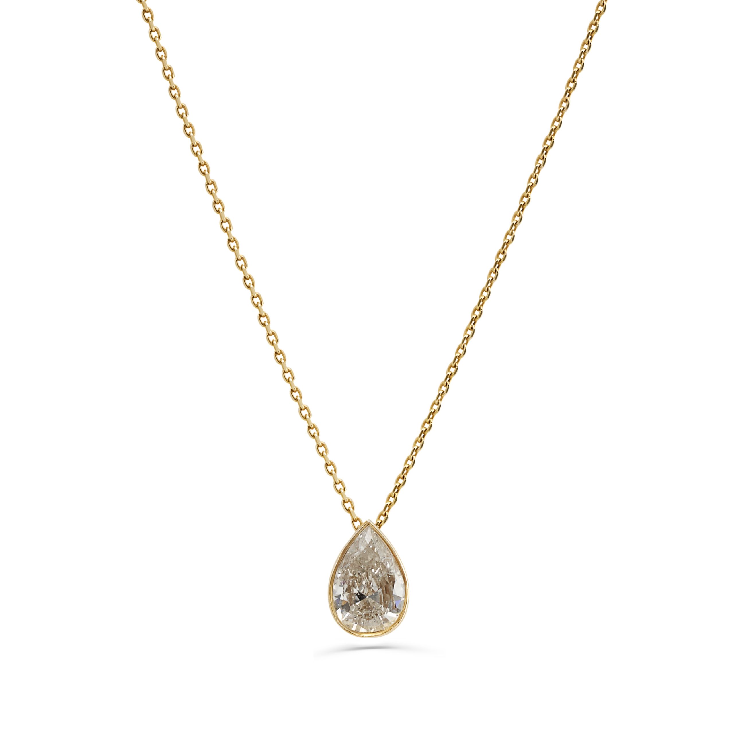 Pear Shaped Diamond Solitaire Pendant